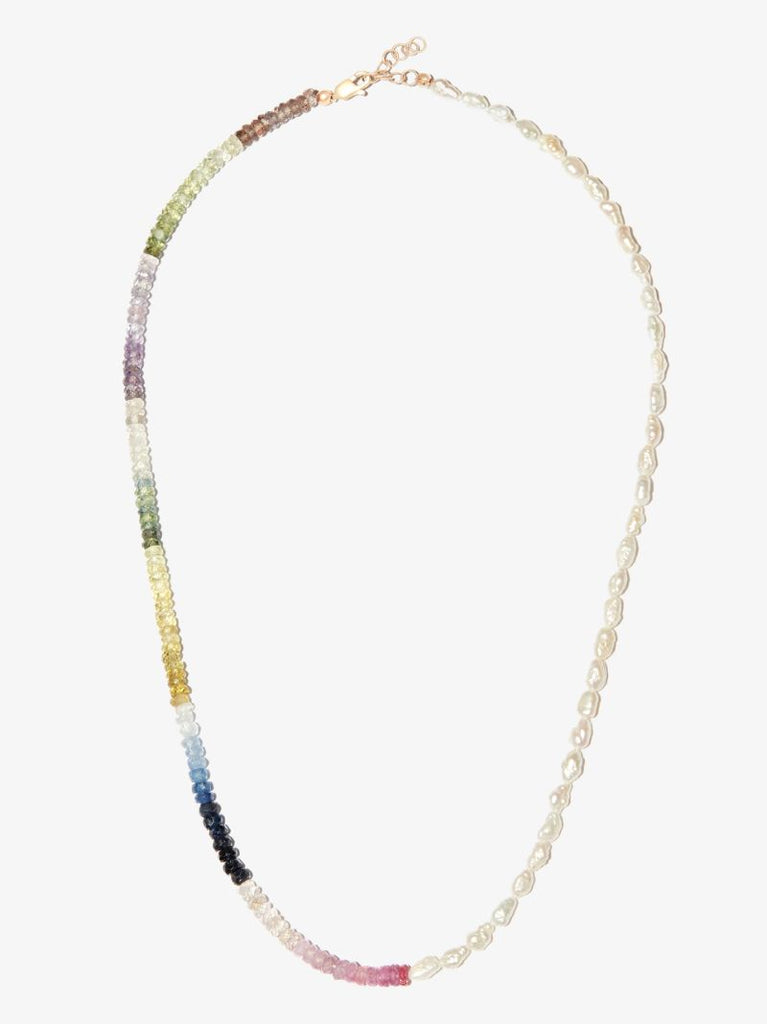 14k Yellow Gold Can't Decide Sapphire and Pearl Necklace