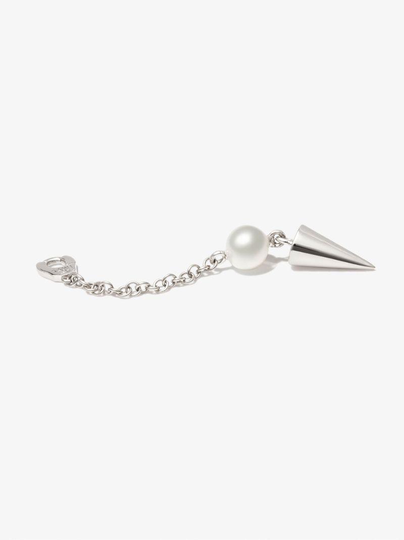 18k White Gold Short Spike Pearl Drop Charm