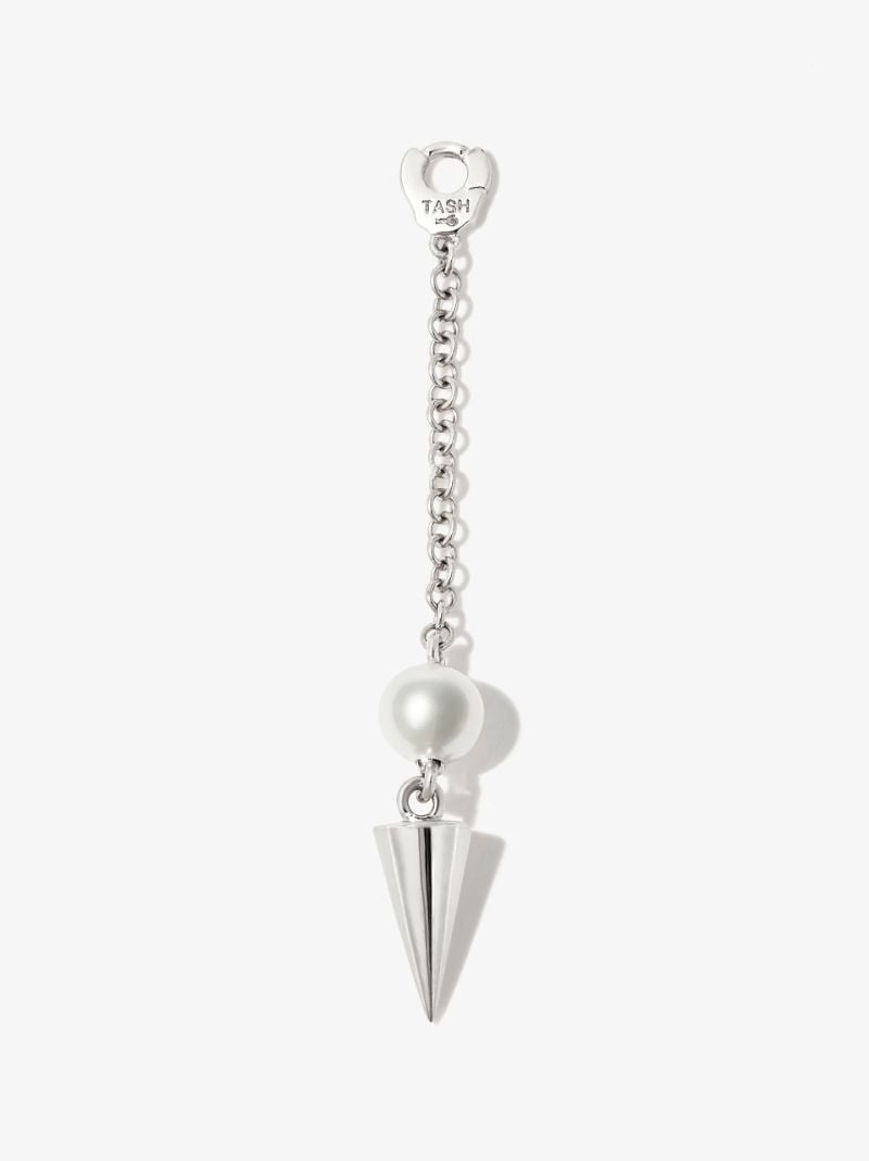 18k White Gold Short Spike Pearl Drop Charm