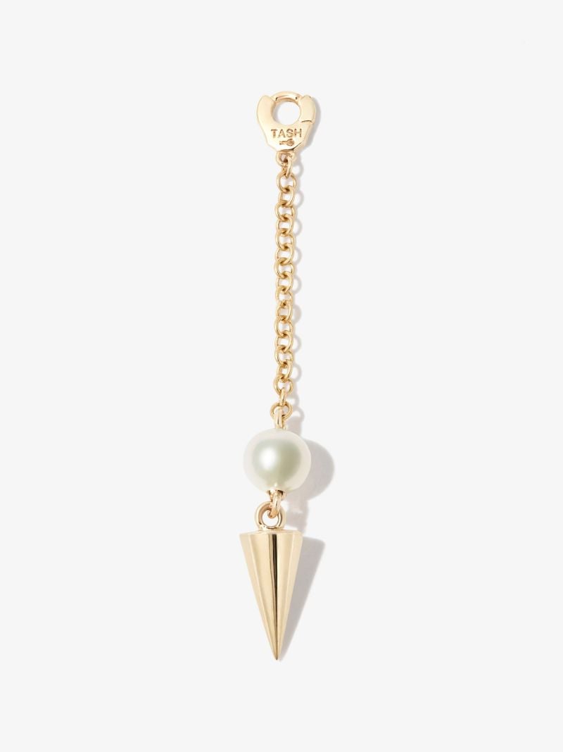 18k Yellow Gold Short Spike Pearl Drop Charm