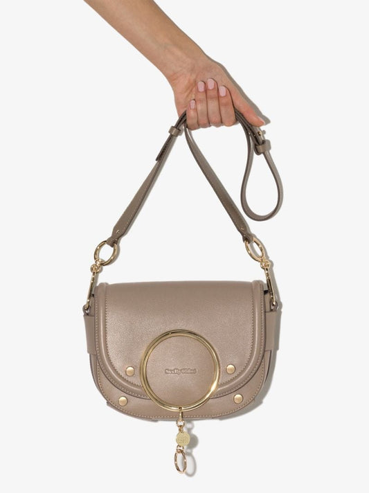 Grey Mara Leather Cross Body Bag