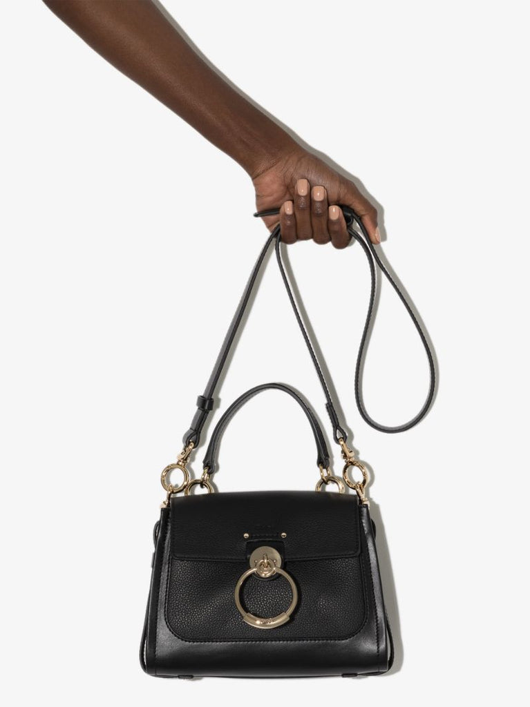 Black Tess Small Leather Tote Bag