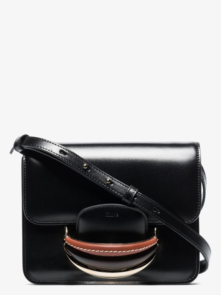 Black Kattie Leather Shoulder Bag