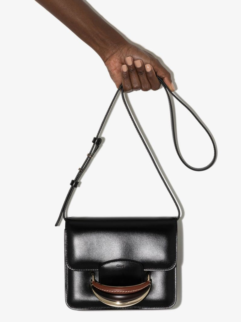 Black Kattie Leather Shoulder Bag