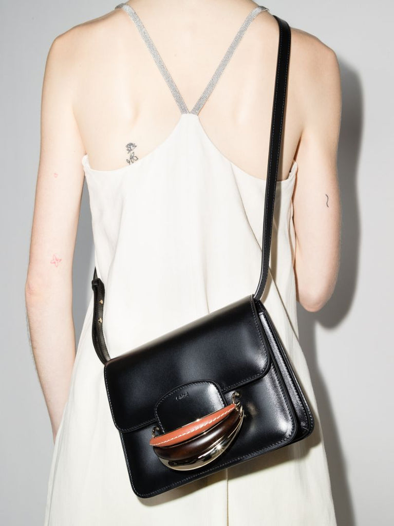 Black Kattie Leather Shoulder Bag