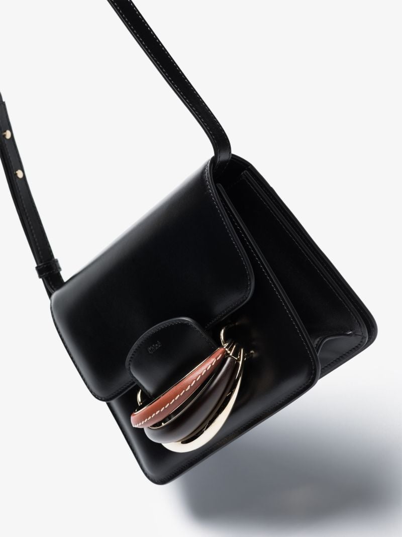Black Kattie Leather Shoulder Bag