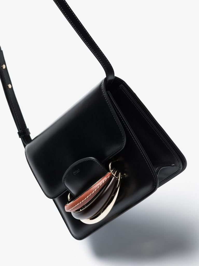 Black Kattie Leather Shoulder Bag