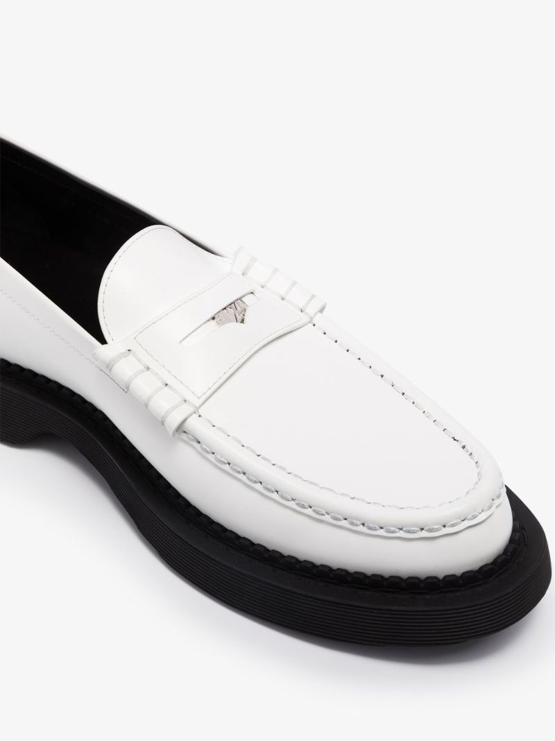White Anthony 10 Leather Loafers
