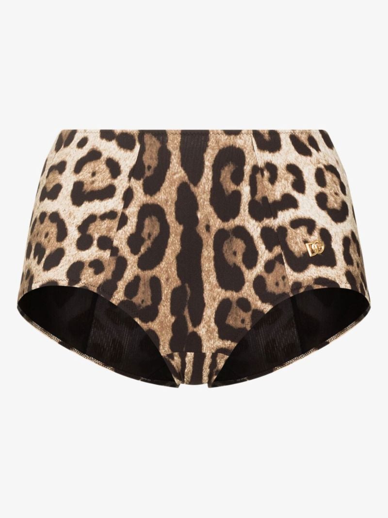 High-waisted Leopard Print Bikini Bottoms