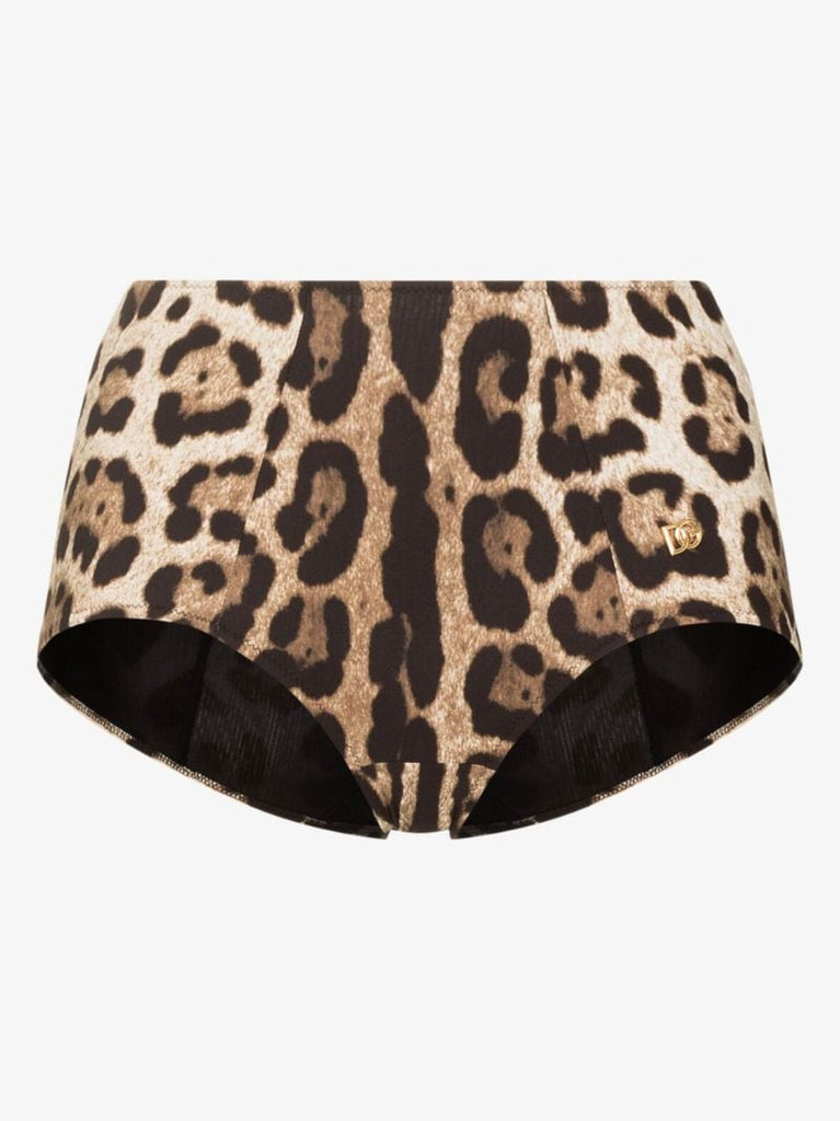 High-waisted Leopard Print Bikini Bottoms