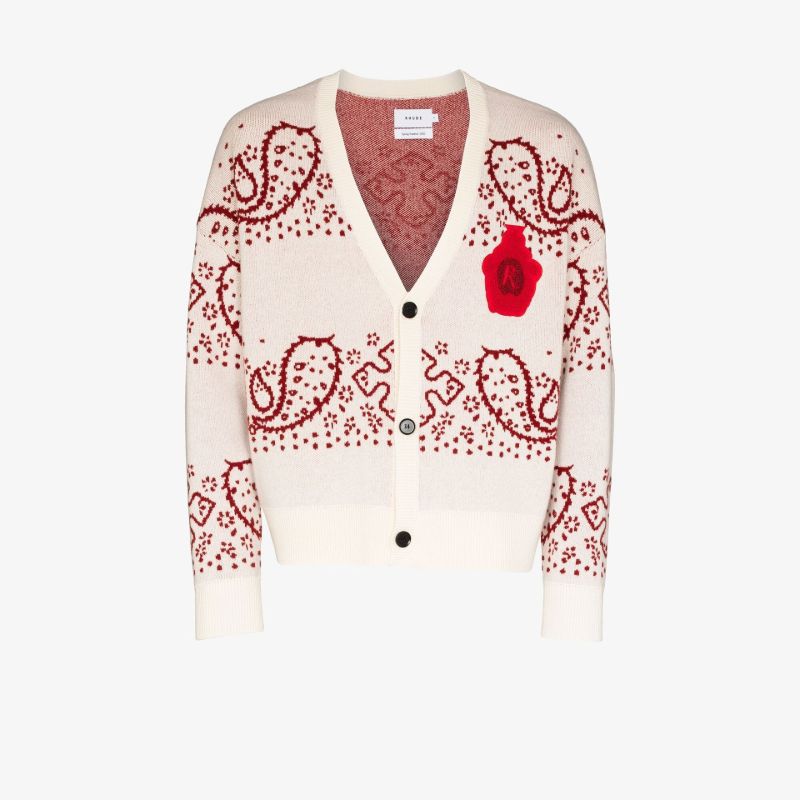 Bandana Intarsia Knit Cardigan