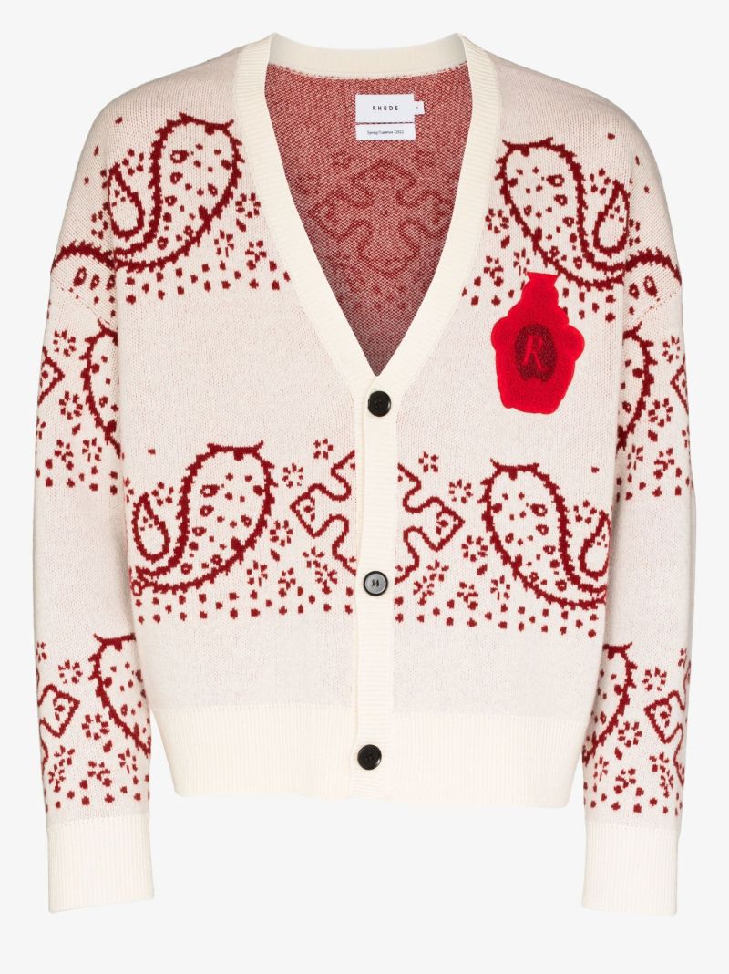 Bandana Intarsia Knit Cardigan