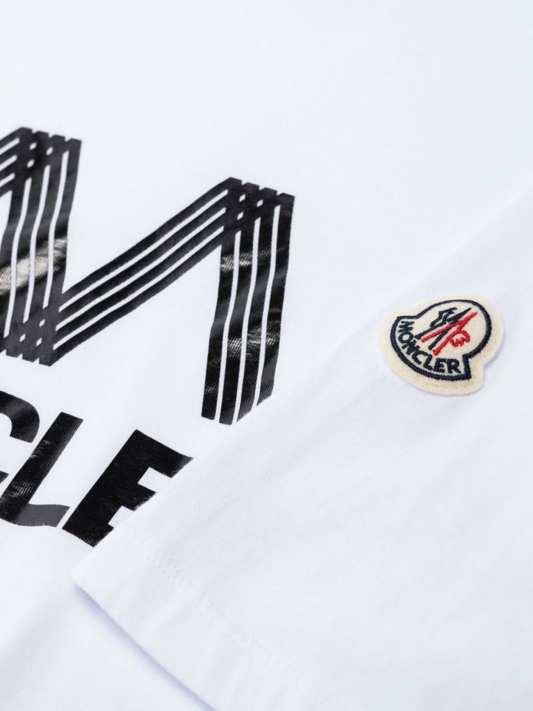White M Logo Print Cotton T-shirt