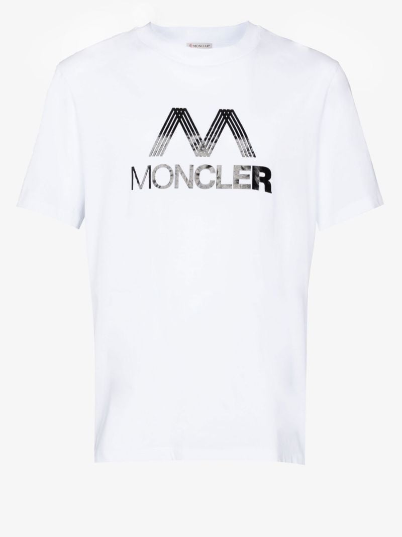 White M Logo Print Cotton T-shirt