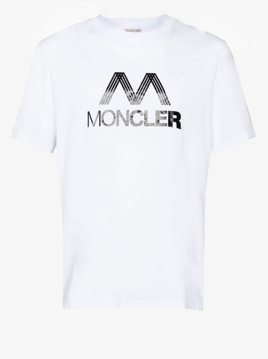 White M Logo Print Cotton T-shirt