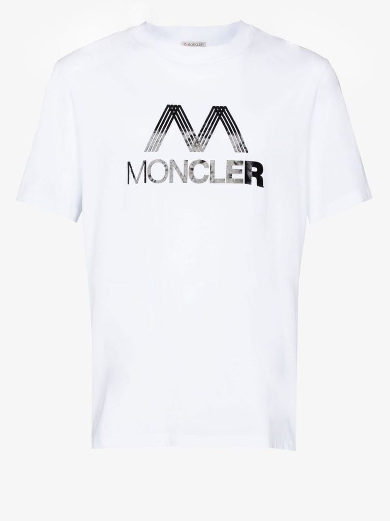 White M Logo Print Cotton T-shirt