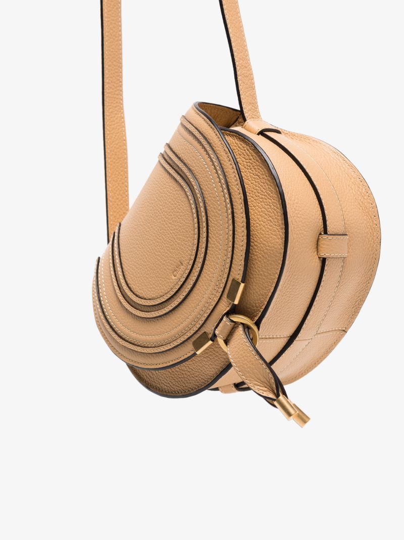 Neutral Marcie Mini Leather Saddle Bag