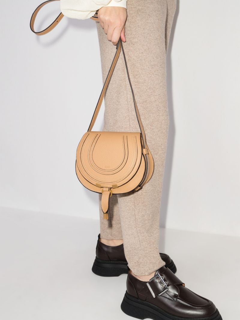 Neutral Marcie Mini Leather Saddle Bag