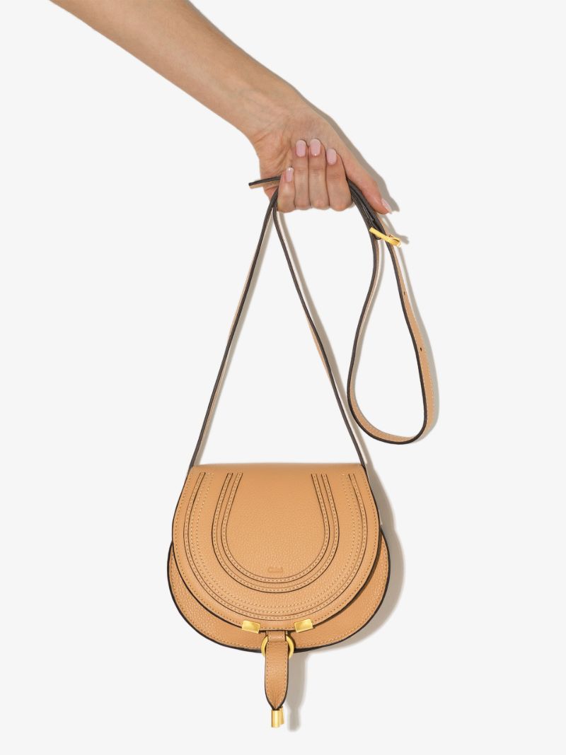 Neutral Marcie Mini Leather Saddle Bag