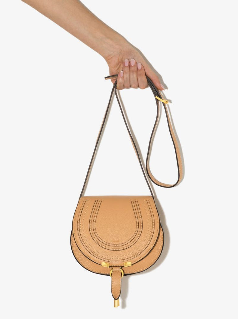 Neutral Marcie Mini Leather Saddle Bag