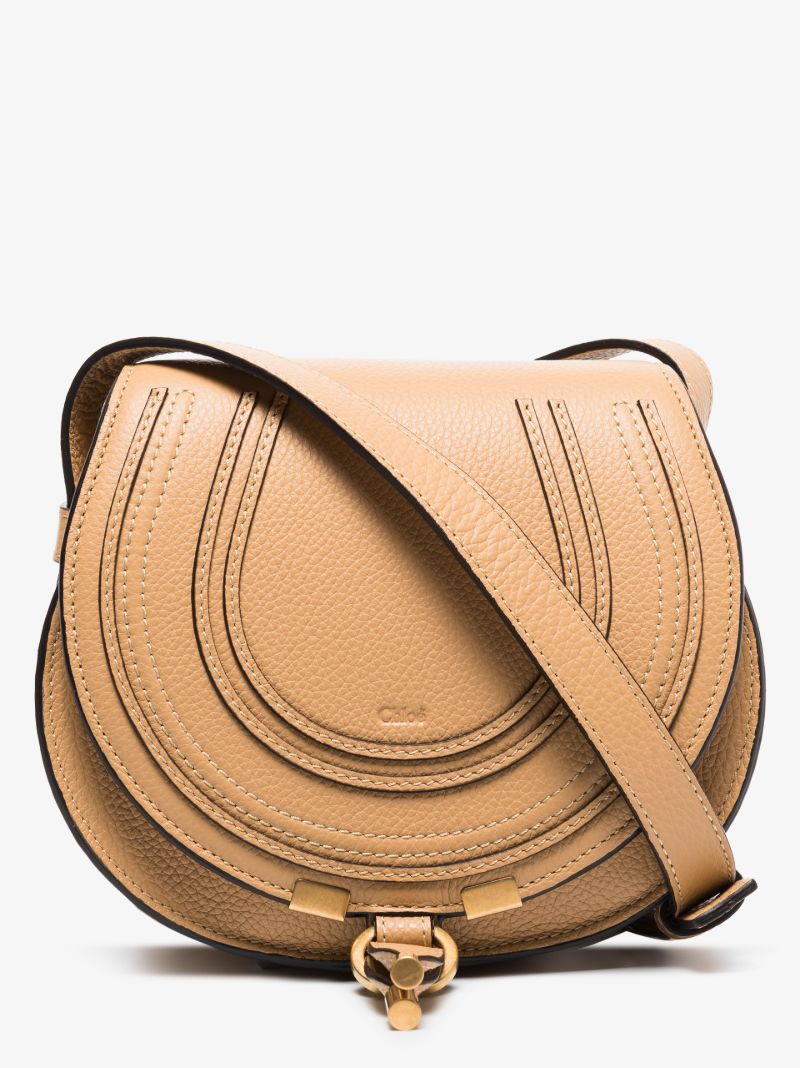 Neutral Marcie Mini Leather Saddle Bag