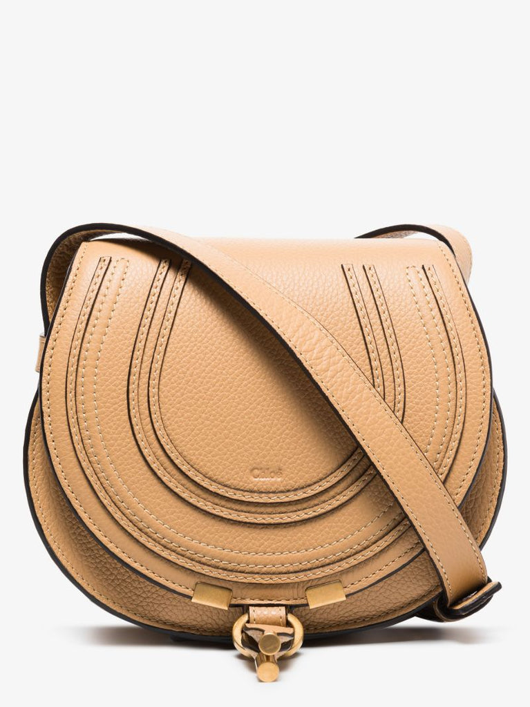 Neutral Marcie Mini Leather Saddle Bag