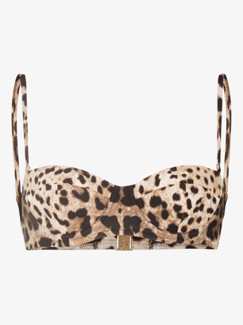 Brown Leopard Print Balconette Bikini Top