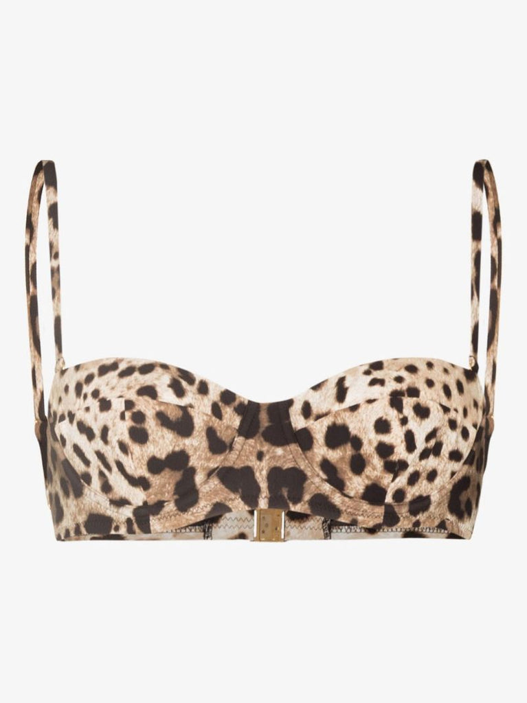 Brown Leopard Print Balconette Bikini Top