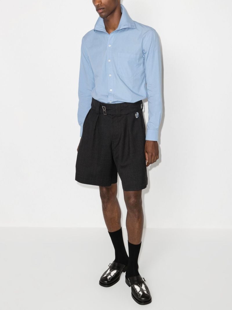Ribbed Collar Cotton Shirt