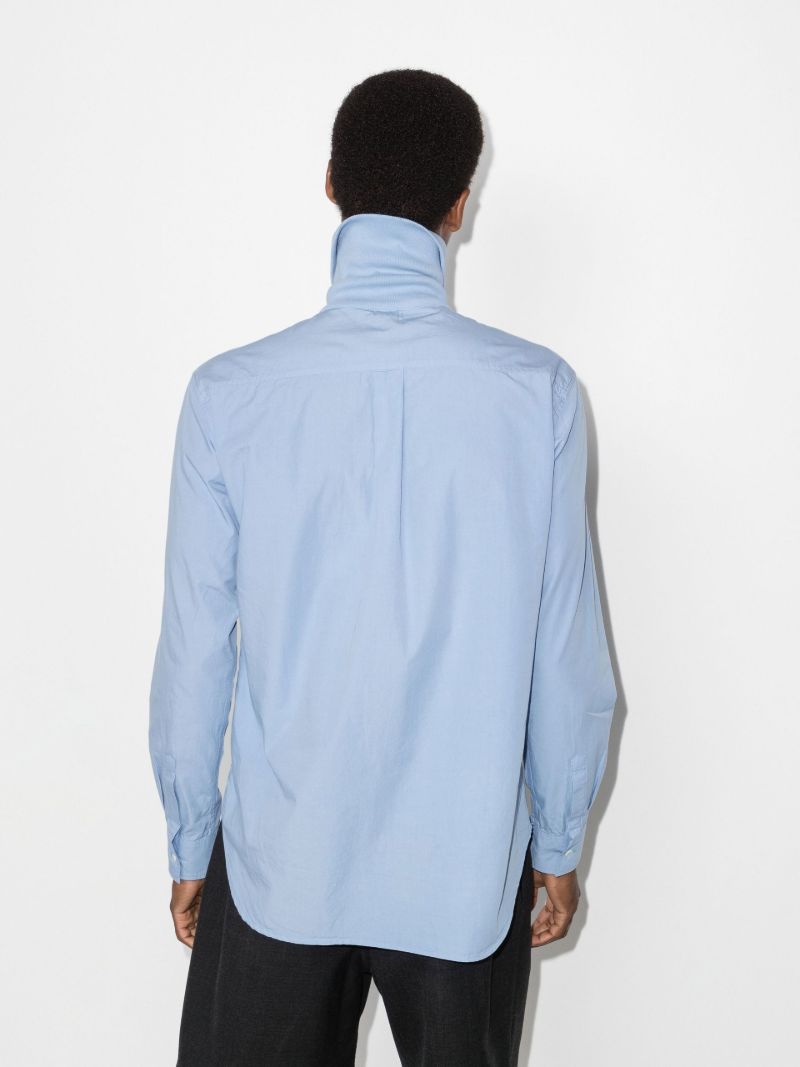 Ribbed Collar Cotton Shirt