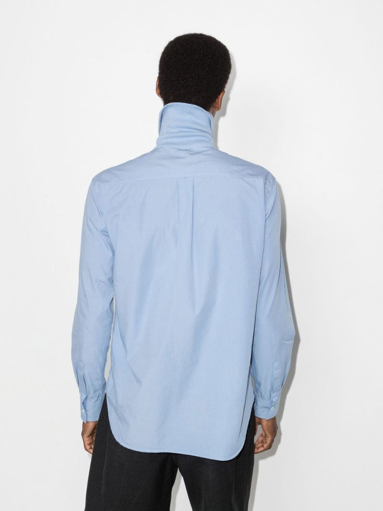 Ribbed Collar Cotton Shirt