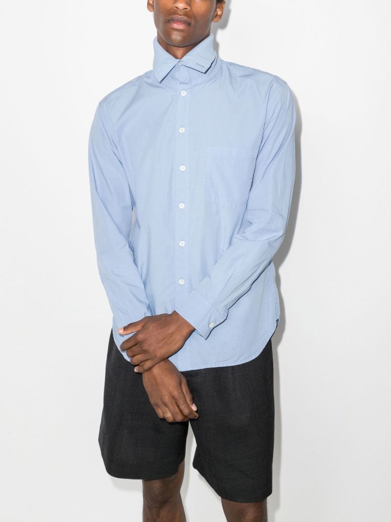 Ribbed Collar Cotton Shirt