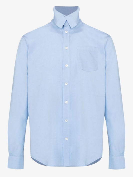 Ribbed Collar Cotton Shirt