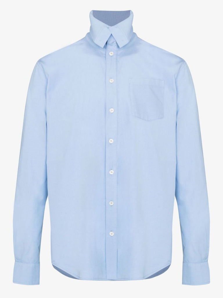 Ribbed Collar Cotton Shirt