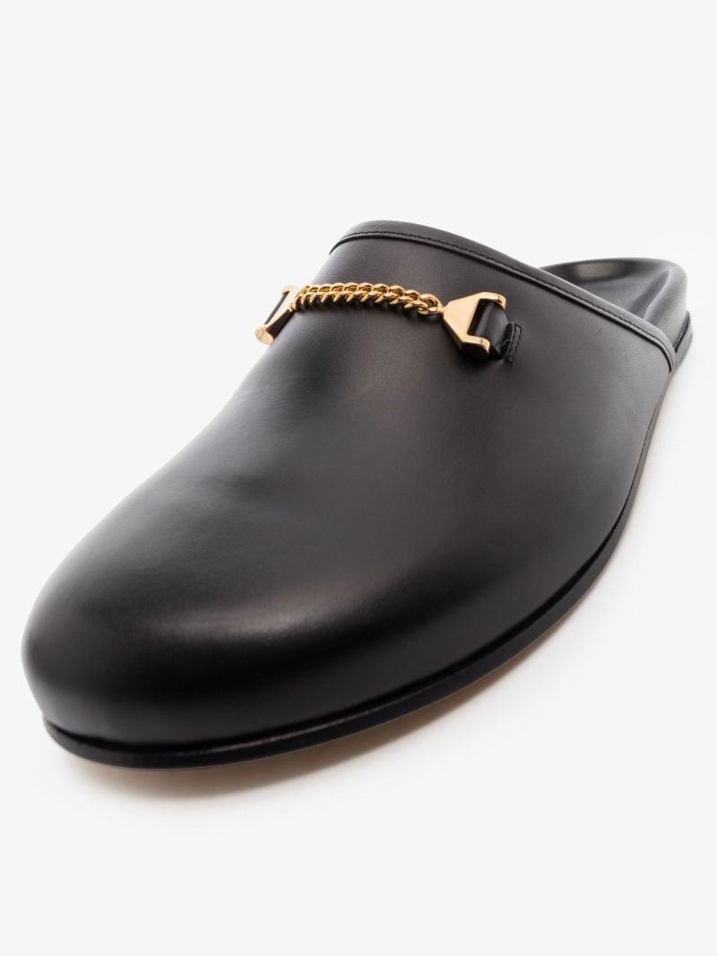 Black Quincy Leather Slippers