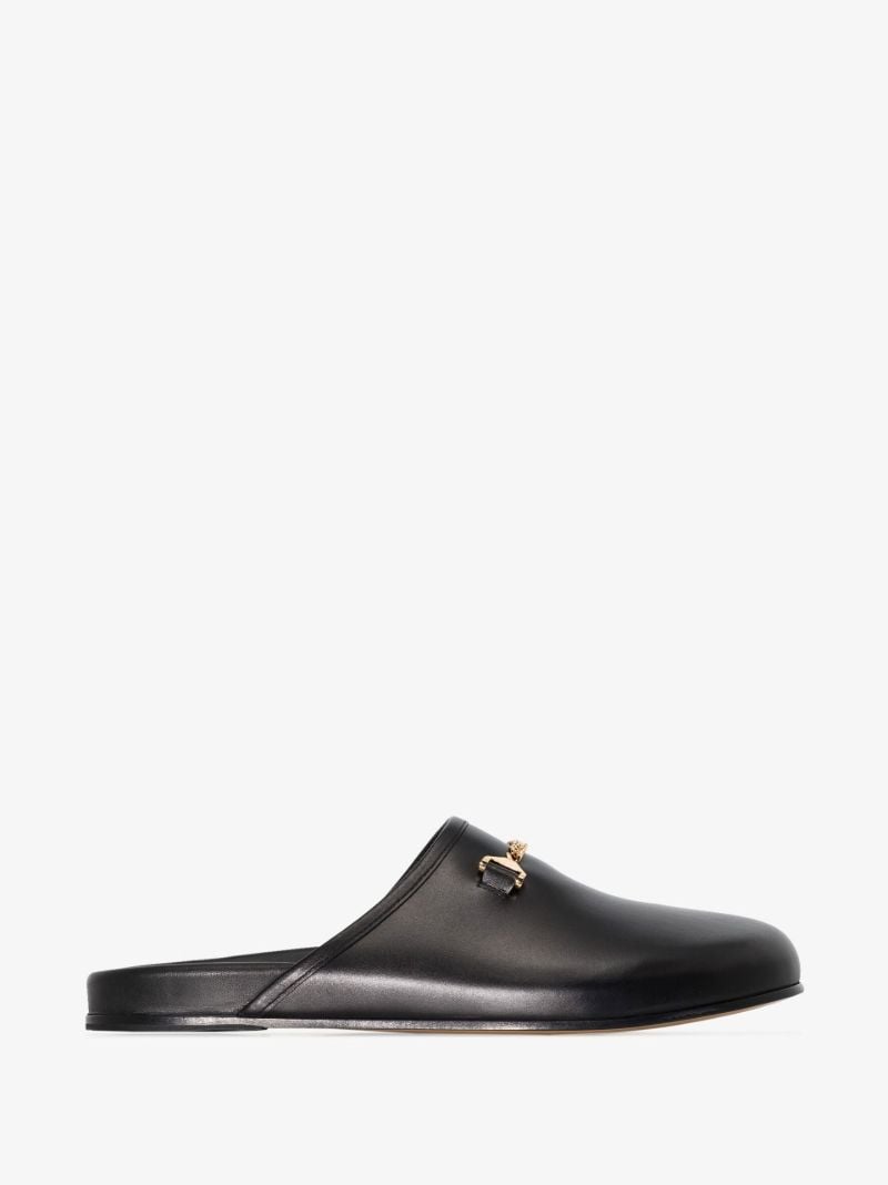 Black Quincy Leather Slippers