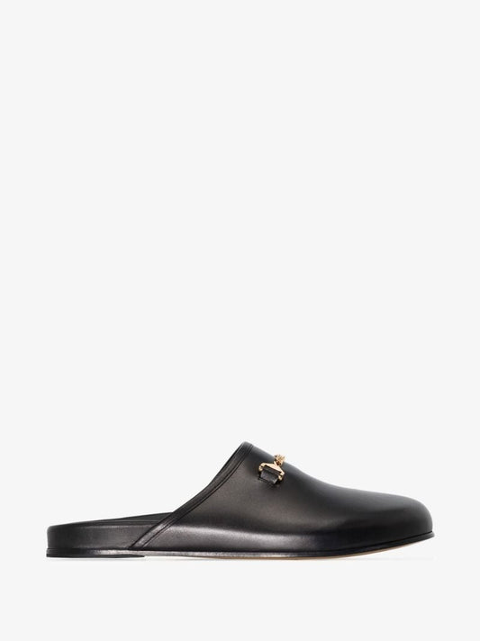 Black Quincy Leather Slippers
