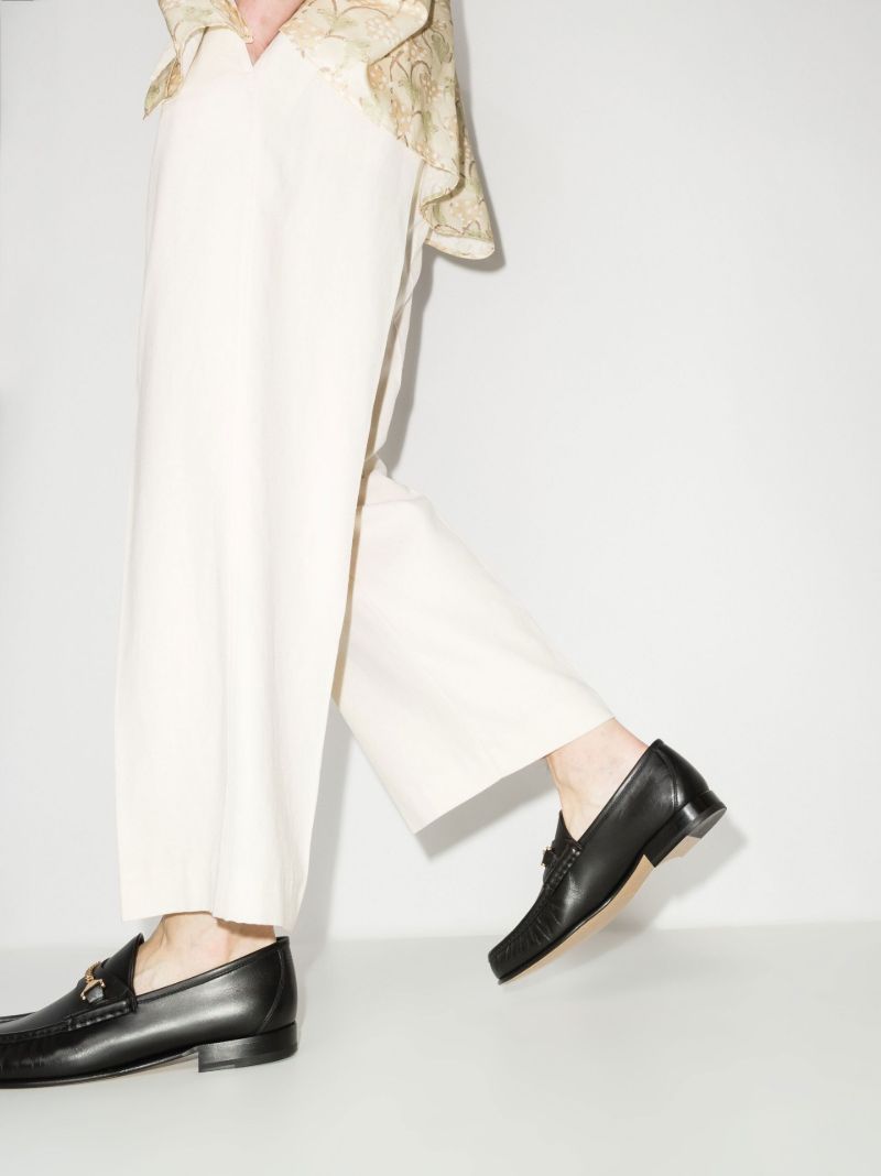 Black Mick Embellished Leather Loafers