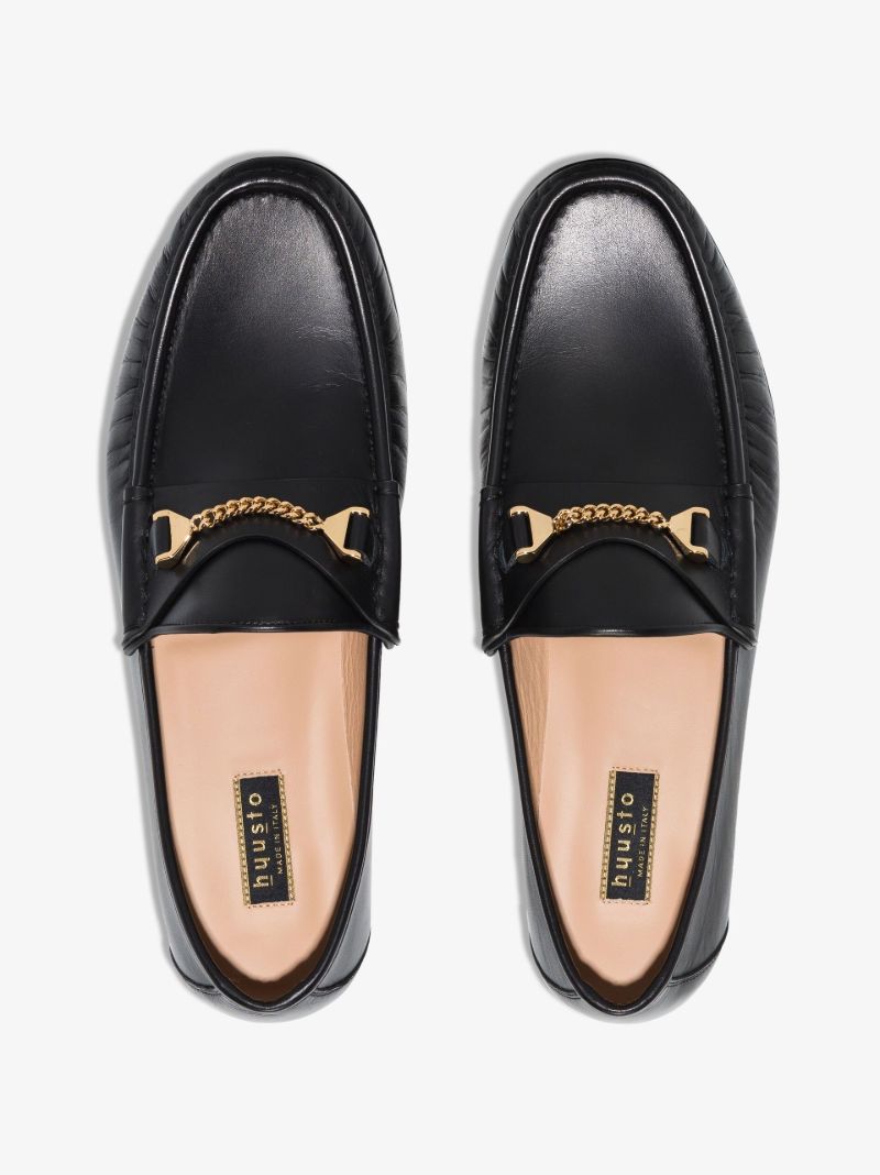 Black Mick Embellished Leather Loafers