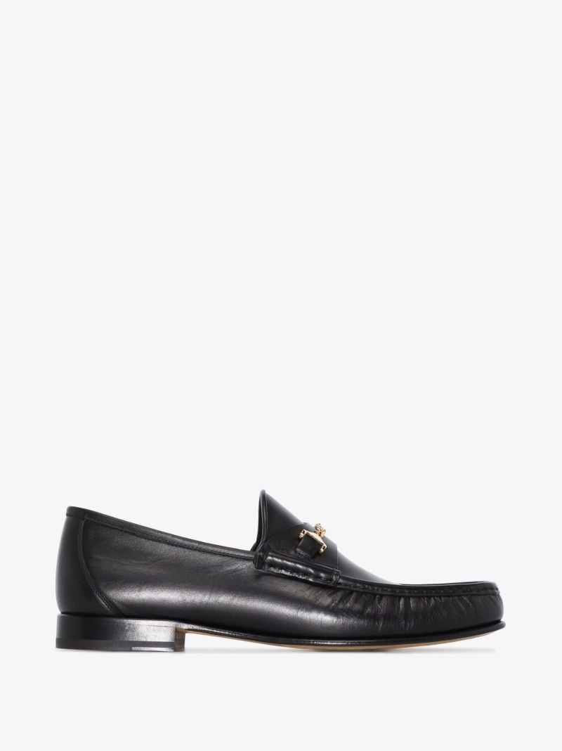 Black Mick Embellished Leather Loafers