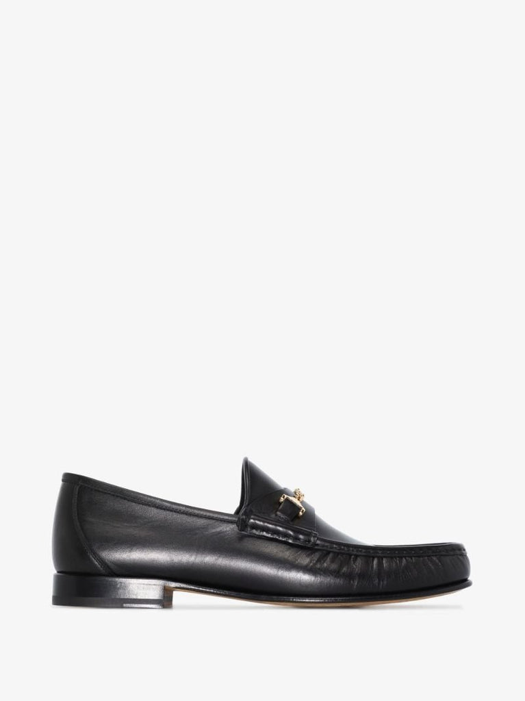 Black Mick Embellished Leather Loafers