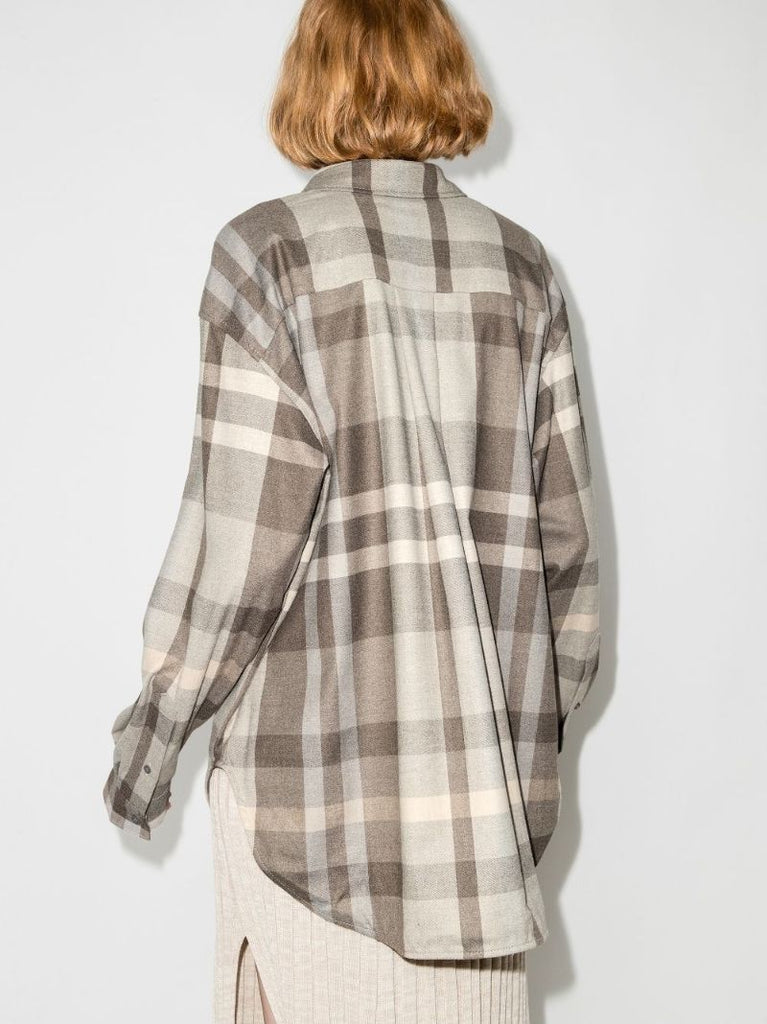Neutral Long Sleeve Checked Shirt