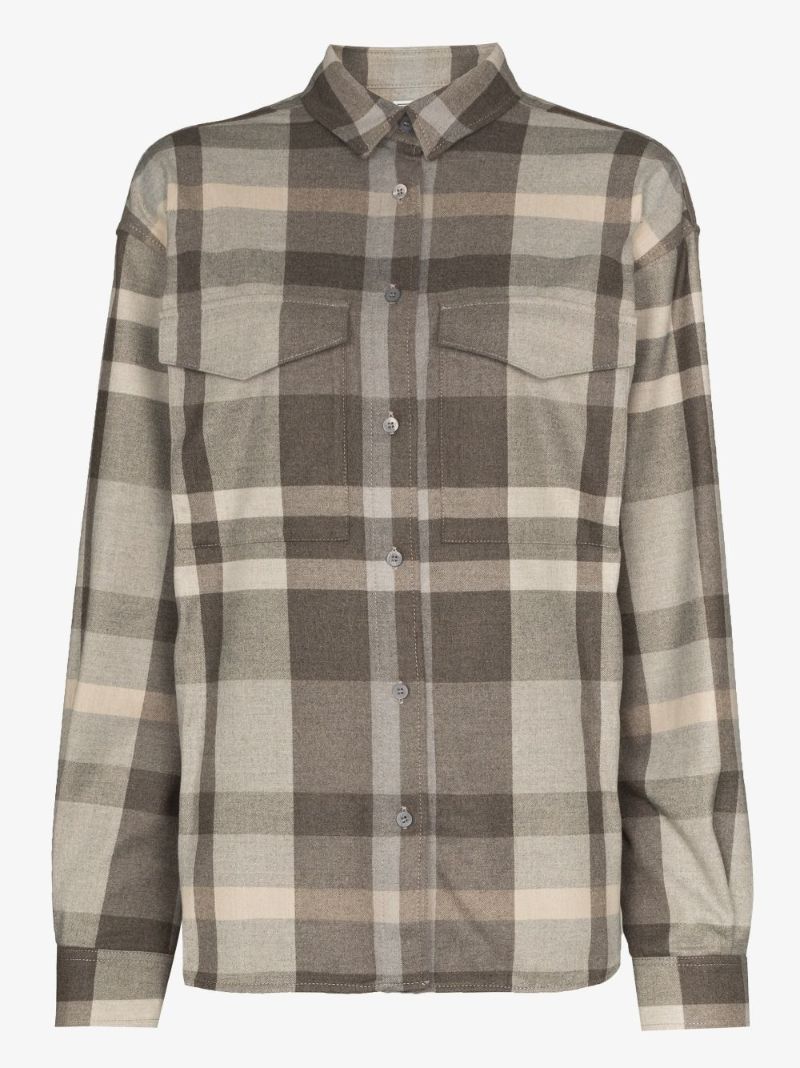 Neutral Long Sleeve Checked Shirt