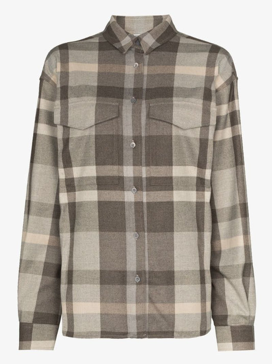 Neutral Long Sleeve Checked Shirt