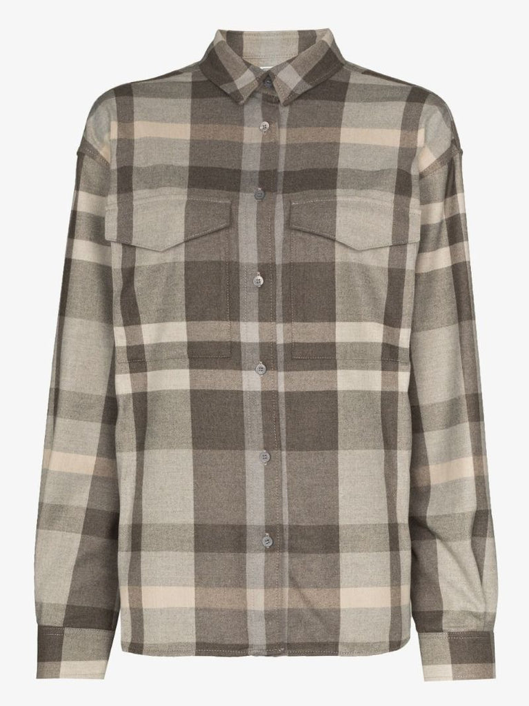 Neutral Long Sleeve Checked Shirt