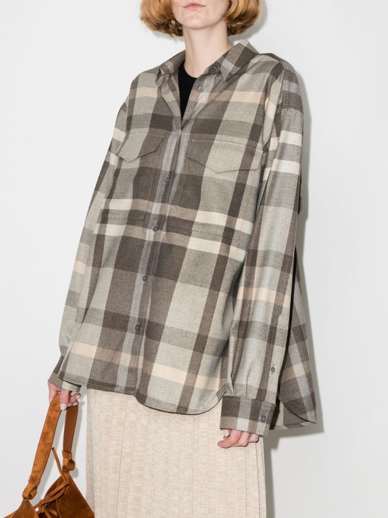 Neutral Long Sleeve Checked Shirt