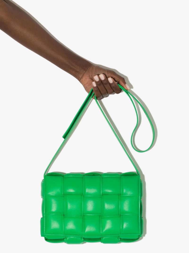 Green Padded Cassette Leather Cross Body Bag