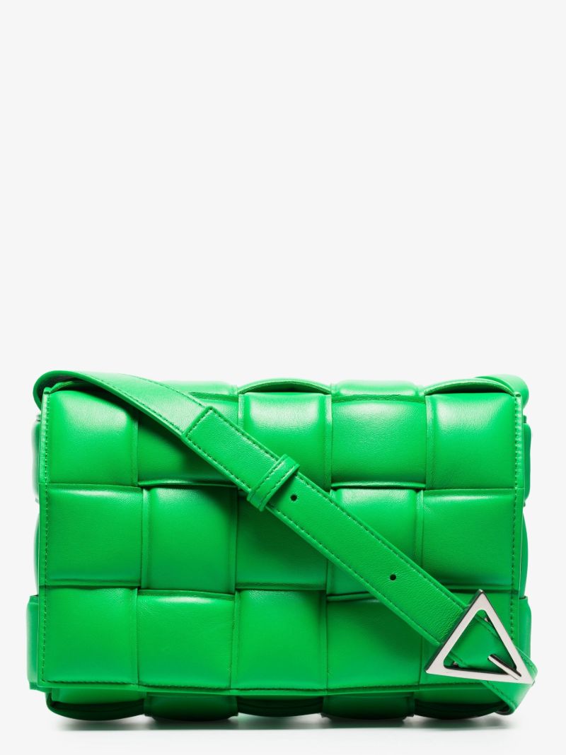 Green Padded Cassette Leather Cross Body Bag