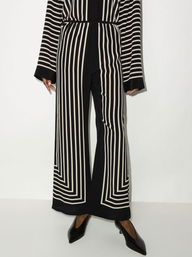 Monogram Jacquard Silk Wide Leg Trousers