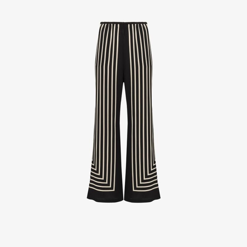 Monogram Jacquard Silk Wide Leg Trousers